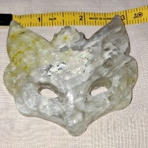 Carved Flower Agate Fox Mask